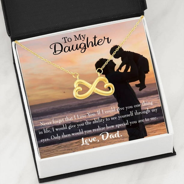 Daughter Like You Infinity Love Necklace Heartfelt Daughter Card & Pendant Stainless Steel or 18k Gold 